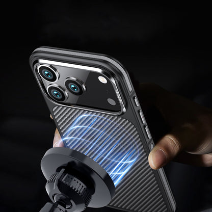 iPhone 17 Pro Kılıf Mat Transparan Karbon Fiber Görünümlü Wlons Marin Kılıf