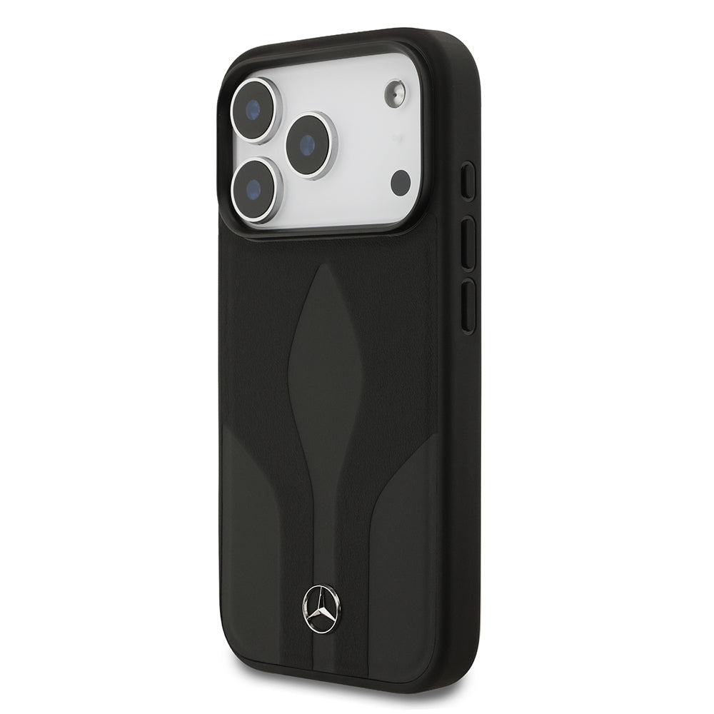 iPhone 17 Pro Kılıf Mercedes Benz Orijinal Lisanslı M-safe Şarj Özellikli Dokulu Desenli Deri Kılıf