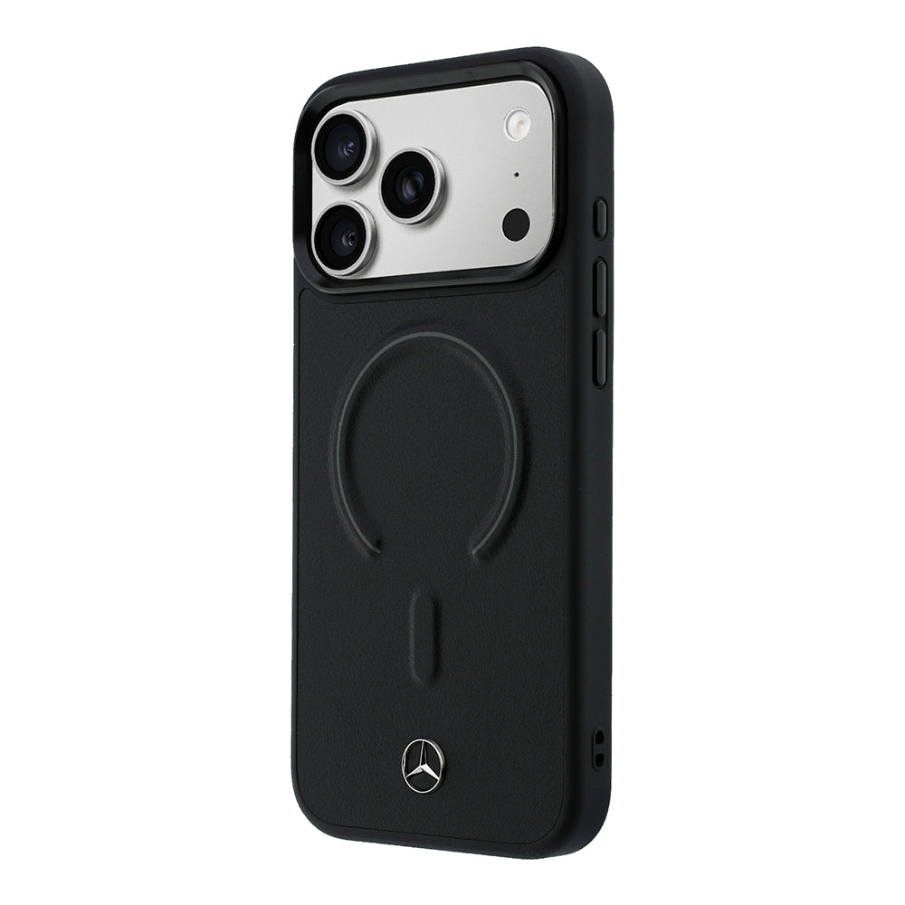 iPhone 17 Pro Kılıf Mercedes Benz Orijinal Lisanslı M-safe Şarj Özellikli Metal Yıldız Logolu Kabartmalı Deri Kılıf