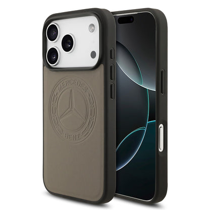 iPhone 17 Pro Kılıf Mercedes Benz OrijinalLisanslı M-safe Şarj Özellikli Hakiki Deri Nostaljik Yıldız Dizayn Kılıf