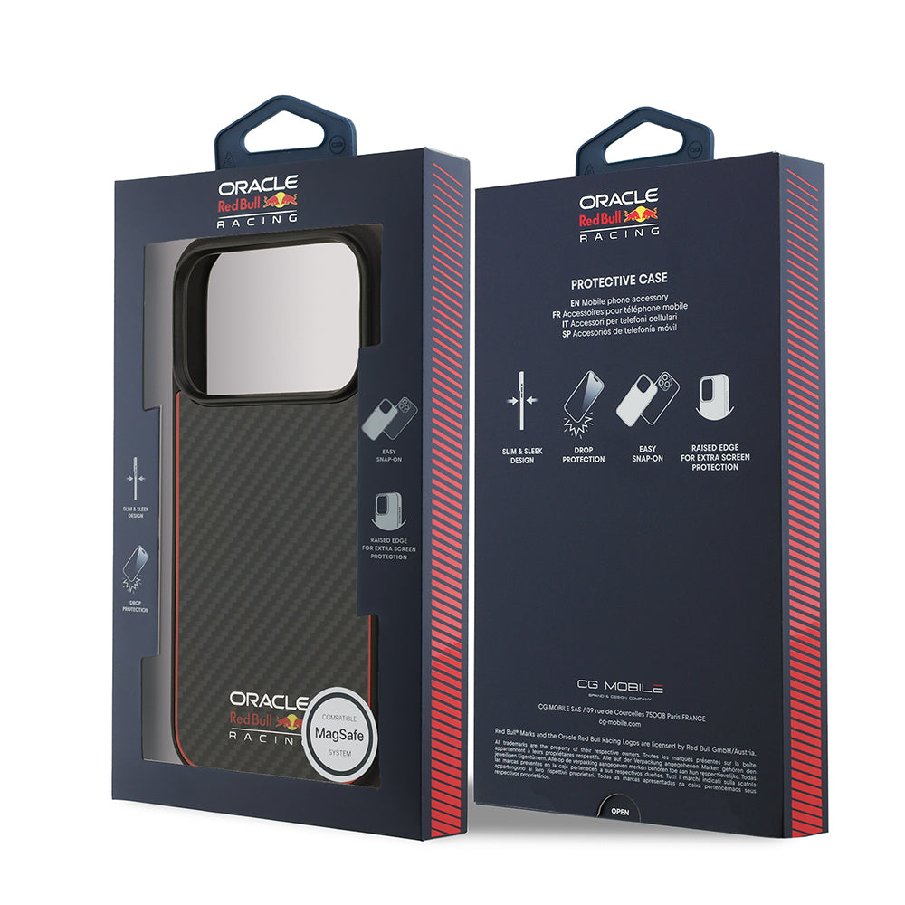 iPhone 17 Pro Kılıf Redbull Orijinal Lisanslı M-safe Şarj Özellikli Karbon Fiber Parlayan Logolu Kevlar Kılıf