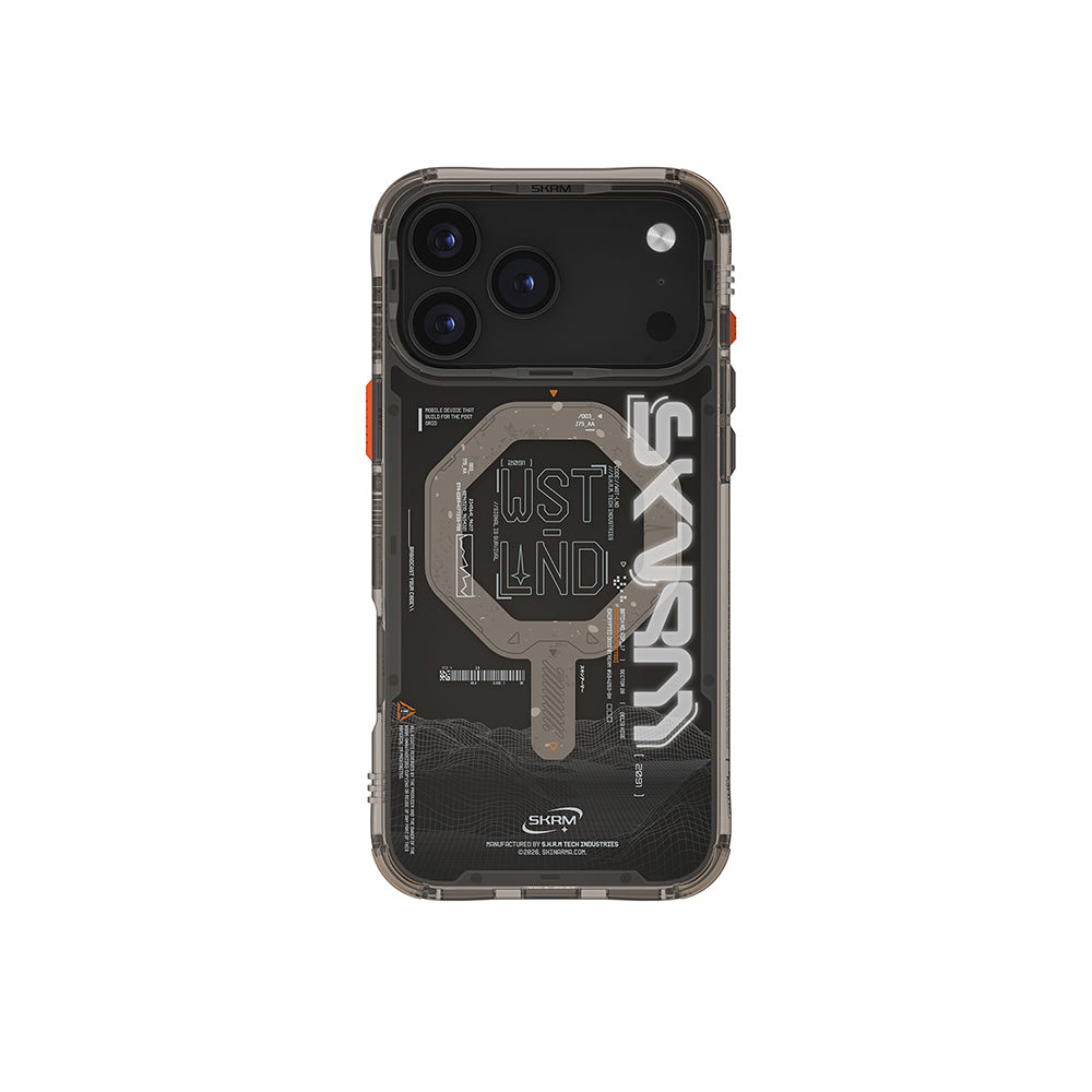 iPhone 17 Pro Kılıf Skinarma M-safe Şarj Özellikli Yazı Desenli Airbag Tasarımlı Sonix Kılıf