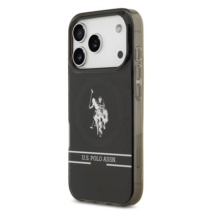 iPhone 17 Pro Kılıf U.S. Polo Assn. Orijinal Lisanslı M-safe Şarj Özellikli IML Double Horse Stripe Logolu Kılıf