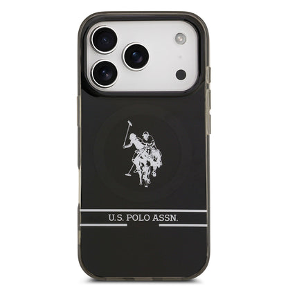 iPhone 17 Pro Kılıf U.S. Polo Assn. Orijinal Lisanslı M-safe Şarj Özellikli IML Double Horse Stripe Logolu Kılıf