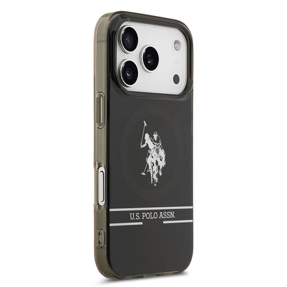 iPhone 17 Pro Kılıf U.S. Polo Assn. Orijinal Lisanslı M-safe Şarj Özellikli IML Double Horse Stripe Logolu Kılıf