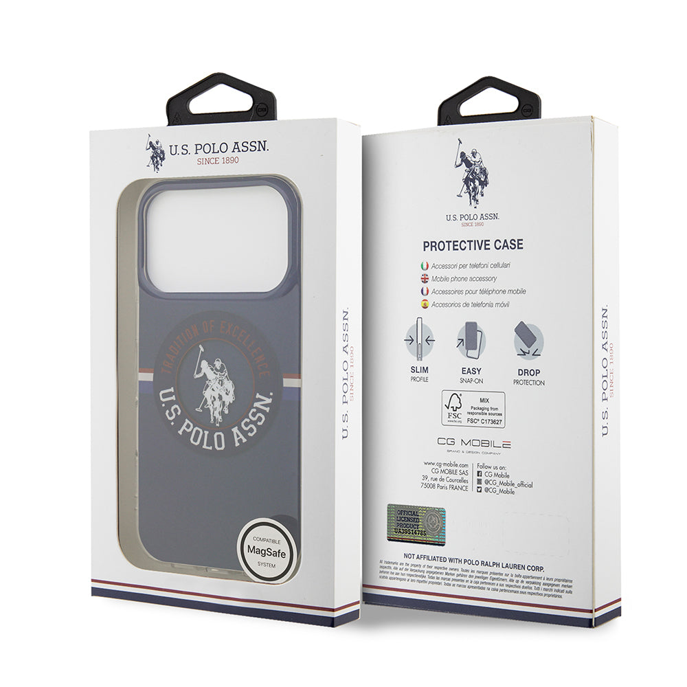 iPhone 17 Pro Kılıf U.S. Polo Assn. Orijinal Lisanslı M-safe Şarj Özellikli IML Stripe Logolu Kılıf