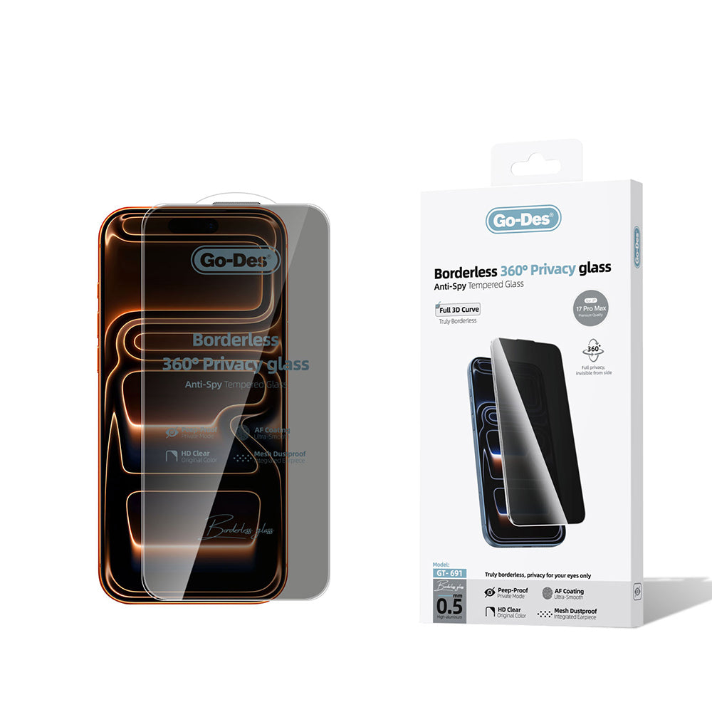 iPhone 17 Pro Max Go Des Borderless Privacy Temperli Cam Ekran Koruyucu