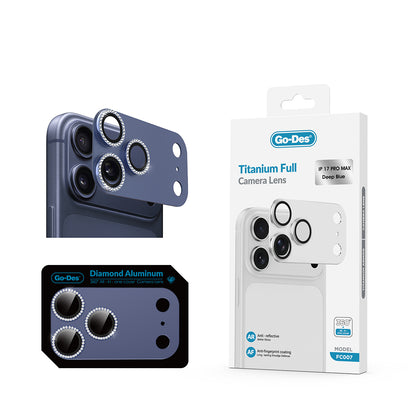 iPhone 17 Pro Max Go Des FC006 Diamond Titanyum Serisi Anti Reflective Kamera Lens Koruyucu