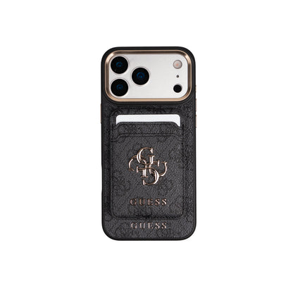 iPhone 17 Pro Max Guess Orijinal Lisanslı 4G ve Yazı Logolu Kartlıklı Kılıf