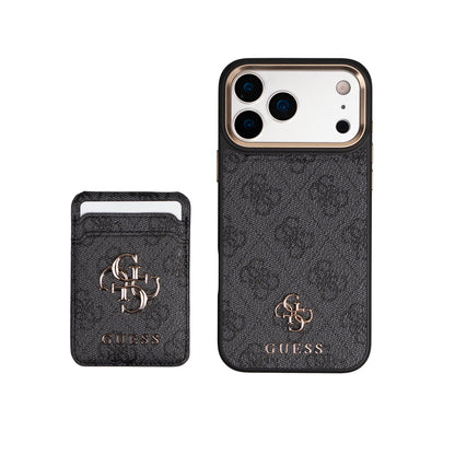 iPhone 17 Pro Max Guess Orijinal Lisanslı 4G ve Yazı Logolu Kartlıklı Kılıf