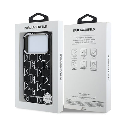 iPhone 17 Pro Max Kılıf Orijinal Lisanslı M-safe Şarj Özellikli Karl Lagerfeld IML Baskılı Monogram Dizayn Kılıf
