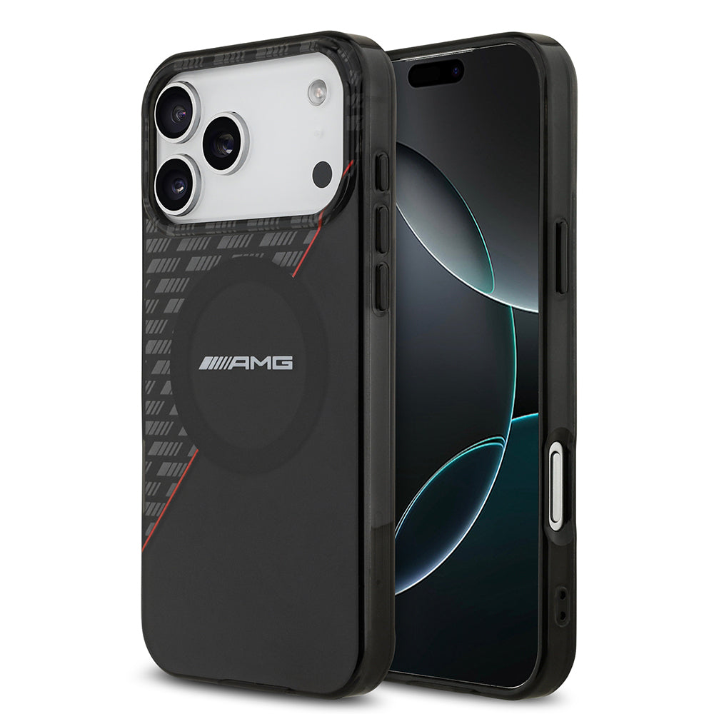 iPhone 17 Pro Max Kılıf AMG Orijinal Lisanslı M-safe Şarj Özellikli Çift Katmanlı Kırmızı Çapraz Çizgili Kılıf