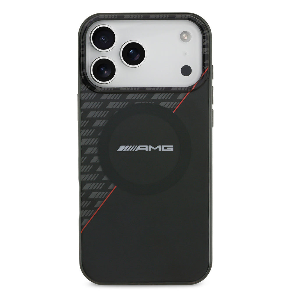 iPhone 17 Pro Max Kılıf AMG Orijinal Lisanslı M-safe Şarj Özellikli Çift Katmanlı Kırmızı Çapraz Çizgili Kılıf