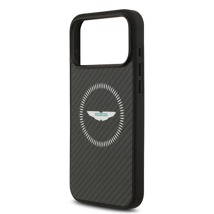 iPhone 17 Pro Max Kılıf Aston Martin Orijinal Lisanslı M-safe Şarj Özellikli Karbon Fiber Kılıf