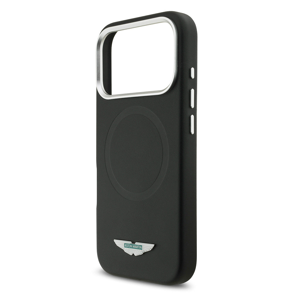 iPhone 17 Pro Max Kılıf Aston Martin Orijinal Lisanslı M-safe Şarj Özellikli Metal Logolu PU Deri Kılıf