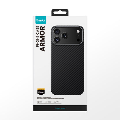 iPhone 17 Pro Max Kılıf Benks M-safe Şarj Özellikli Metal Kamera Çerçeveli Magnetik ArmorAir 600D Kevlar Fiber Kılıf