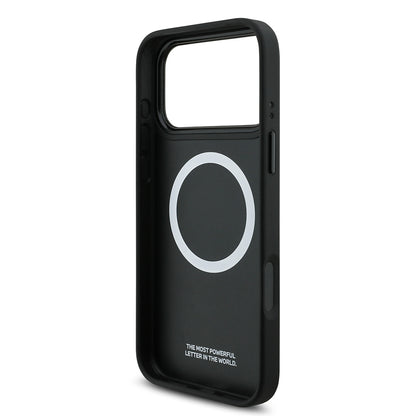 iPhone 17 Pro Max Kılıf BMW Orijinal Lisanslı M-safe Şarj Özellikli Deri Arka Yüzey Metal Logolu Delikli Şerit Tasarımlı Kılıf