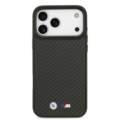 iPhone 17 Pro Max Kılıf BMW Orijinal Lisanslı M-safe Şarj Özellikli Karbon Fiber Metal Logolu Kılıf