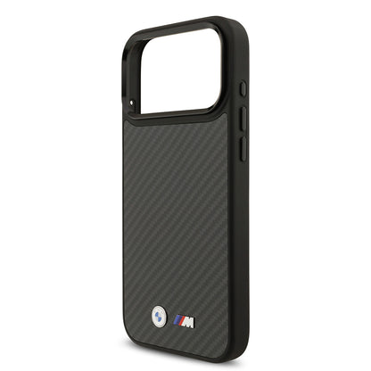 iPhone 17 Pro Max Kılıf BMW Orijinal Lisanslı M-safe Şarj Özellikli Karbon Fiber Metal Logolu Kılıf