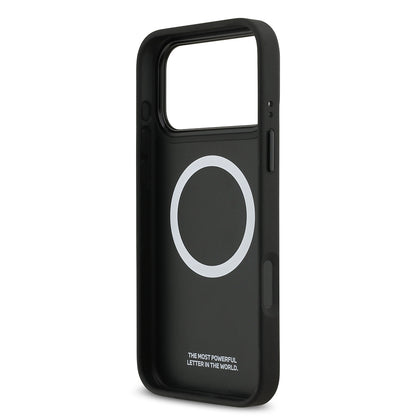 iPhone 17 Pro Max Kılıf BMW Orijinal Lisanslı M-safe Şarj Özellikli M Logolu Üç Şeritli Delikli Deri Kılıf