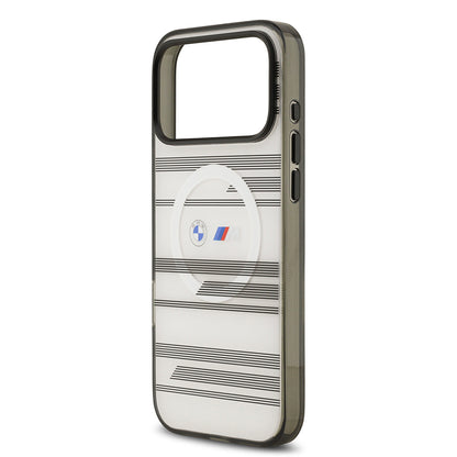 iPhone 17 Pro Max Kılıf BMW Orijinal Lisanslı M-safe Şarj Özellikli Metal Kamera Butonlu Yatay Şeritli M Dizayn Kılıf