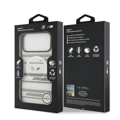 iPhone 17 Pro Max Kılıf BMW Orijinal Lisanslı M-safe Şarj Özellikli Metal Kamera Butonlu Yatay Şeritli M Dizayn Kılıf