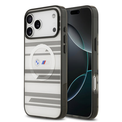 iPhone 17 Pro Max Kılıf BMW Orijinal Lisanslı M-safe Şarj Özellikli Metal Kamera Butonlu Yatay Şeritli M Dizayn Kılıf