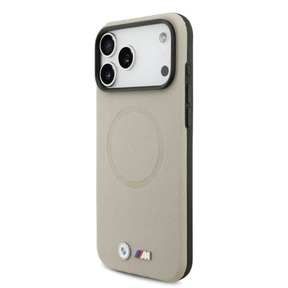 iPhone 17 Pro Max Kılıf BMW Orijinal Lisanslı M-safe Şarj Özellikli Metal Logolu Delikli M Dizayn Deri Kılıf