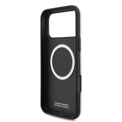 iPhone 17 Pro Max Kılıf BMW Orijinal Lisanslı M-safe Şarj Özellikli Metal Logolu Delikli M Dizayn Deri Kılıf