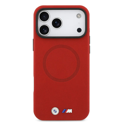 iPhone 17 Pro Max Kılıf BMW Orijinal Lisanslı M-safe Şarj Özellikli Metal Logolu Delikli M Dizayn Deri Kılıf