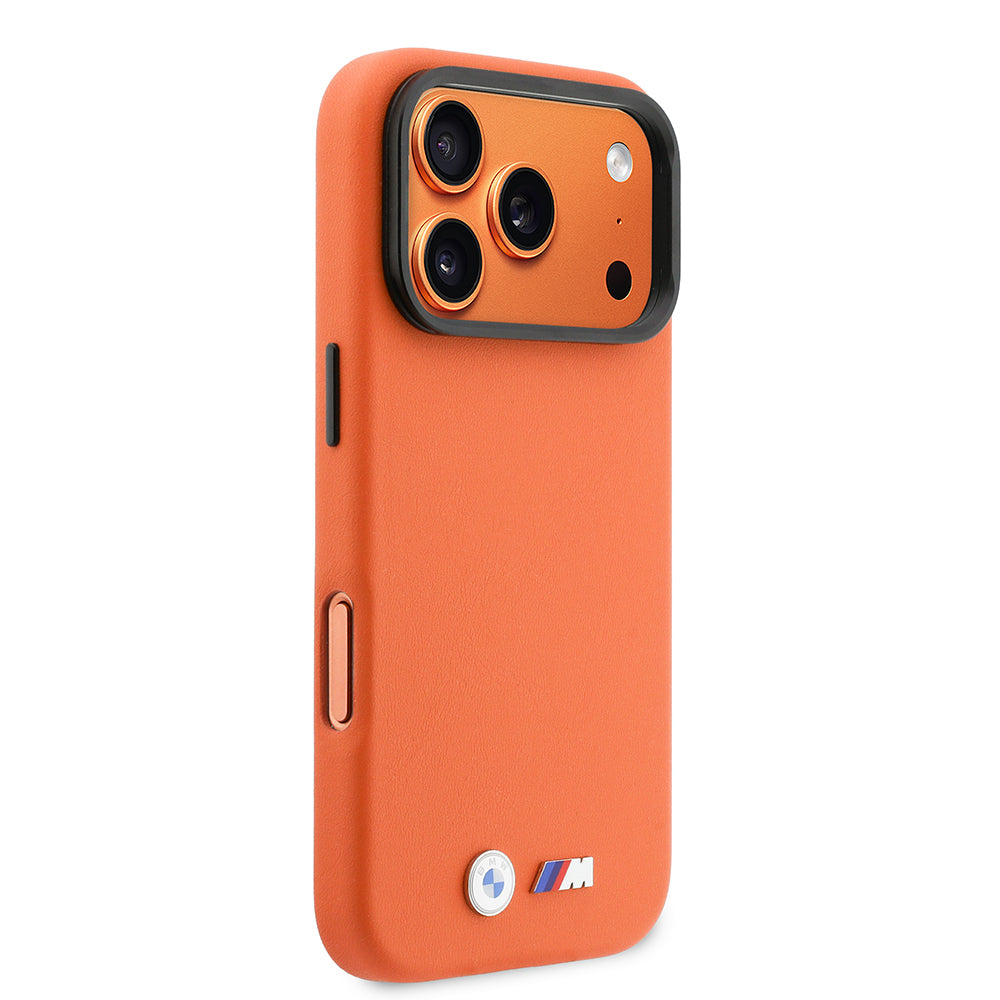 iPhone 17 Pro Max Kılıf BMW Orijinal Lisanslı M-safe Şarj Özellikli Standlı Metal Kamera Çerçeveli M Logolu PU Deri Kılıf