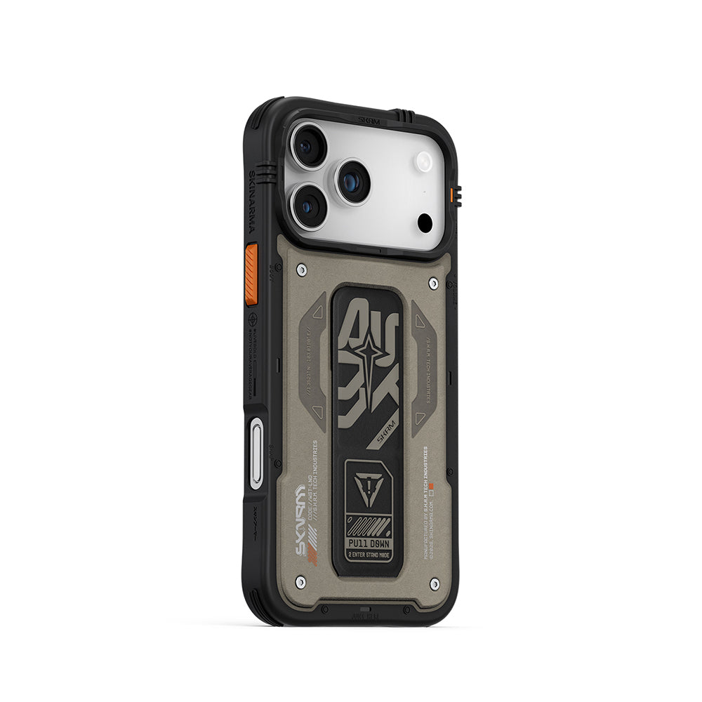 iPhone 17 Pro Max Kılıf Desenli Airbag Tasarımlı Standlı Skinarma Aegis Kılıf