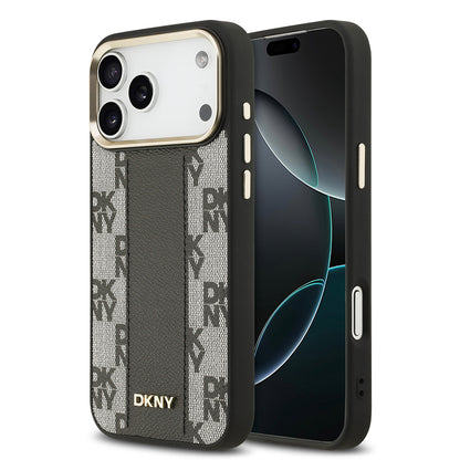 iPhone 17 Pro Max Kılıf DKNY Orijinal Lisanslı M-safe Şarj Özellikli 3D Yazılı Checkered Pattern Kılıf