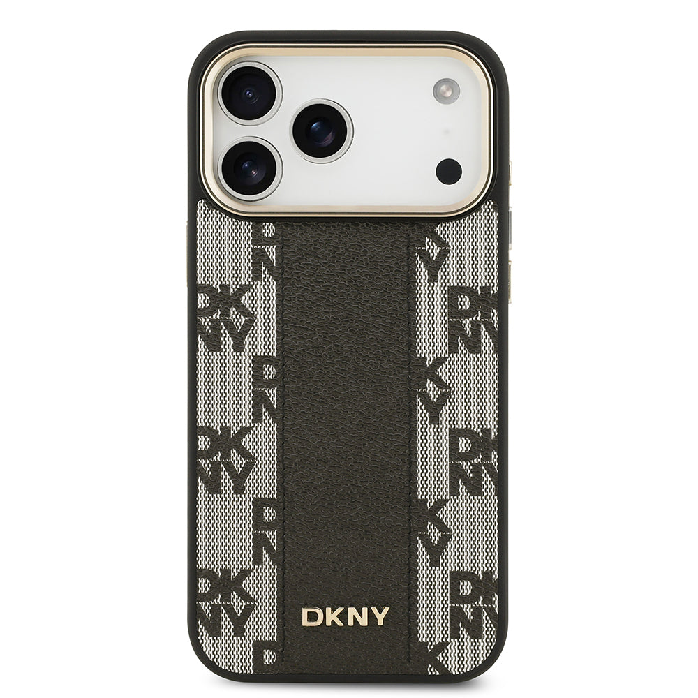 iPhone 17 Pro Max Kılıf DKNY Orijinal Lisanslı M-safe Şarj Özellikli 3D Yazılı Checkered Pattern Kılıf