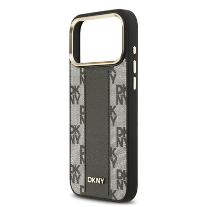 iPhone 17 Pro Max Kılıf DKNY Orijinal Lisanslı M-safe Şarj Özellikli 3D Yazılı Checkered Pattern Kılıf
