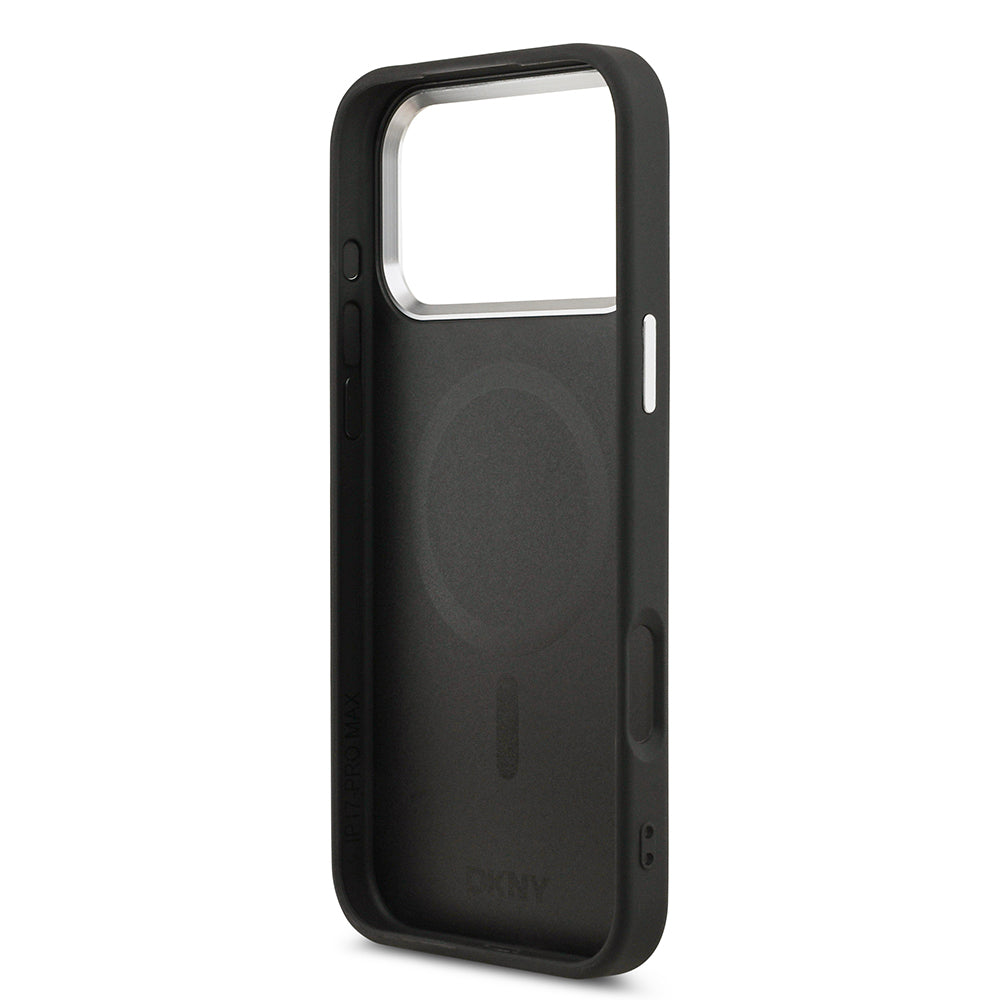 iPhone 17 Pro Max Kılıf DKNY Orijinal Lisanslı M-safe Şarj Özellikli PU Deri Kabartmalı Kılıf