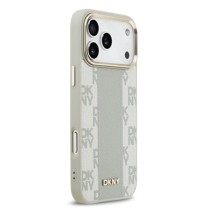 iPhone 17 Pro Max Kılıf DKNY Orjinal Lisanslı M-safe Şarj Özellikli 3D Yazılı Checkered Pattern Kılıf