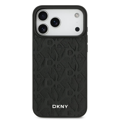 iPhone 17 Pro Max Kılıf DKNY Orjinal Lisanslı M-safe Şarj Özellikli 3D Yazılı Grid Pattern Kılıf