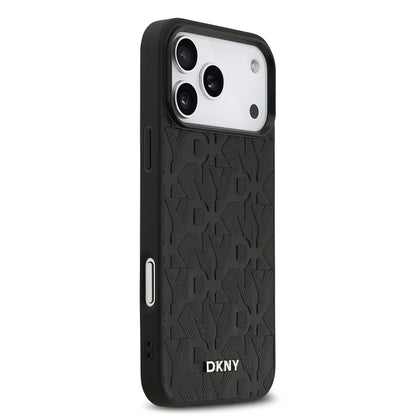 iPhone 17 Pro Max Kılıf DKNY Orjinal Lisanslı M-safe Şarj Özellikli 3D Yazılı Grid Pattern Kılıf