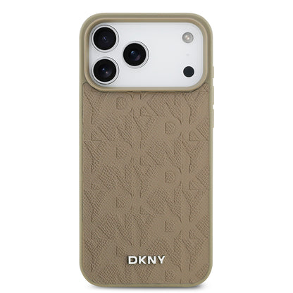 iPhone 17 Pro Max Kılıf DKNY Orjinal Lisanslı M-safe Şarj Özellikli 3D Yazılı Grid Pattern Kılıf