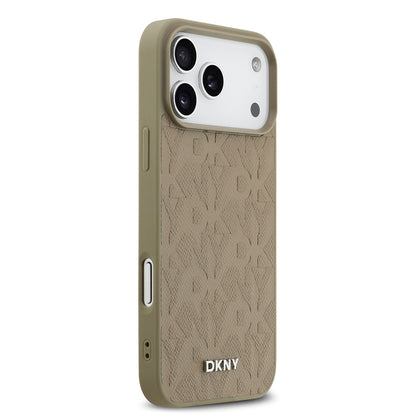 iPhone 17 Pro Max Kılıf DKNY Orjinal Lisanslı M-safe Şarj Özellikli 3D Yazılı Grid Pattern Kılıf
