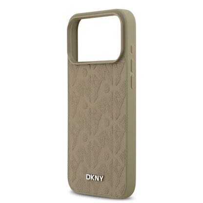 iPhone 17 Pro Max Kılıf DKNY Orjinal Lisanslı M-safe Şarj Özellikli 3D Yazılı Grid Pattern Kılıf