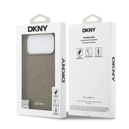iPhone 17 Pro Max Kılıf DKNY Orjinal Lisanslı M-safe Şarj Özellikli 3D Yazılı Grid Pattern Kılıf