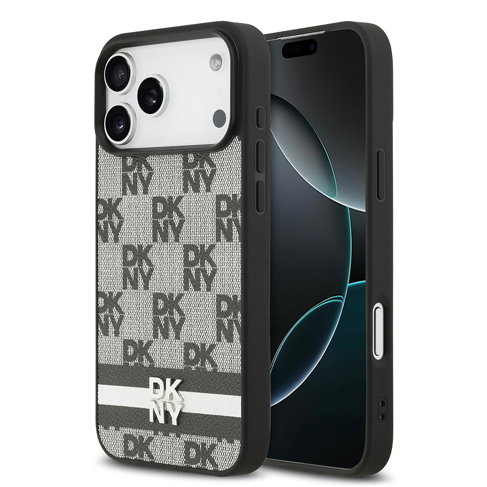 iPhone 17 Pro Max Kılıf DKNY Orjinal Lisanslı M-safe Şarj Özellikli 3D Yazılı Metal Logolu Kılıf