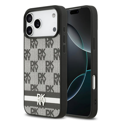 iPhone 17 Pro Max Kılıf DKNY Orjinal Lisanslı M-safe Şarj Özellikli 3D Yazılı Metal Logolu Kılıf