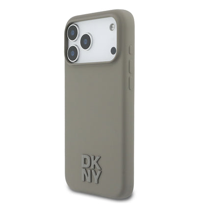 iPhone 17 Pro Max Kılıf DKNY Orjinal Lisanslı M-safe Şarj Özellikli Metal Logolu Silikon Kılıf