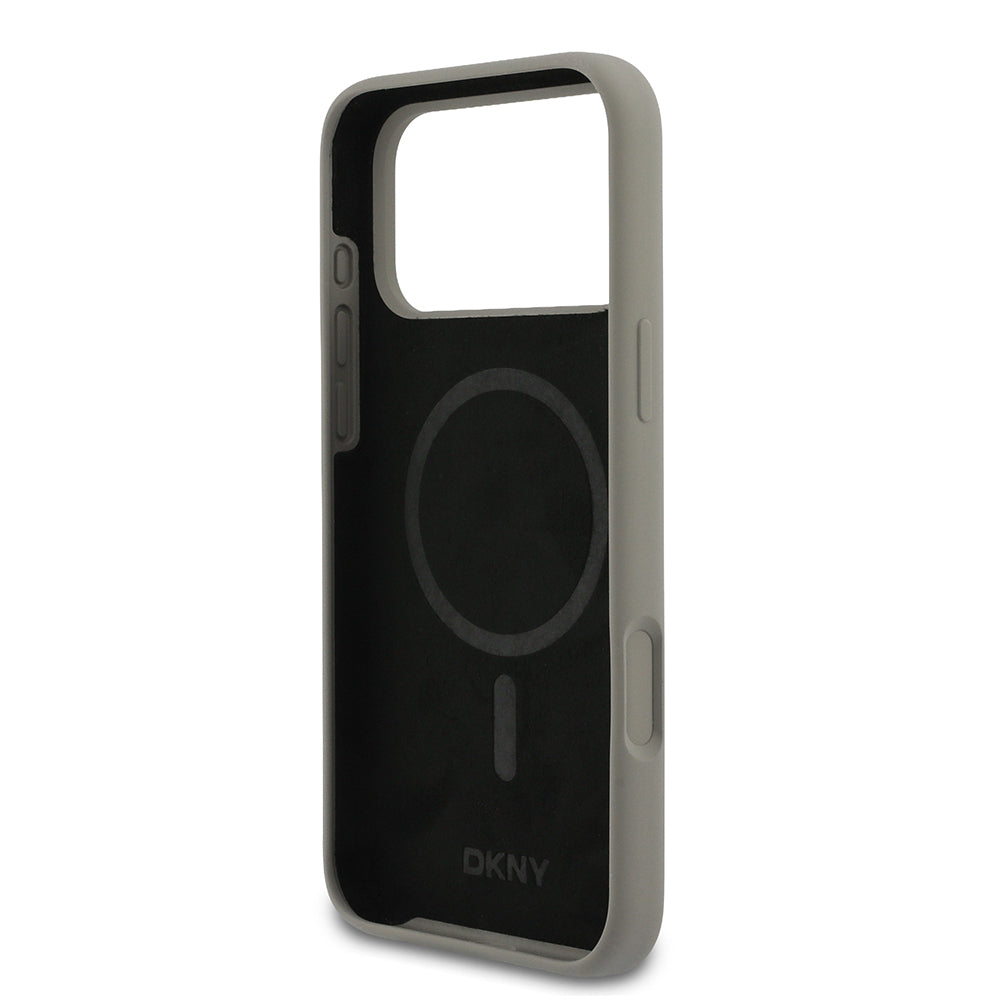 iPhone 17 Pro Max Kılıf DKNY Orjinal Lisanslı M-safe Şarj Özellikli Metal Logolu Silikon Kılıf