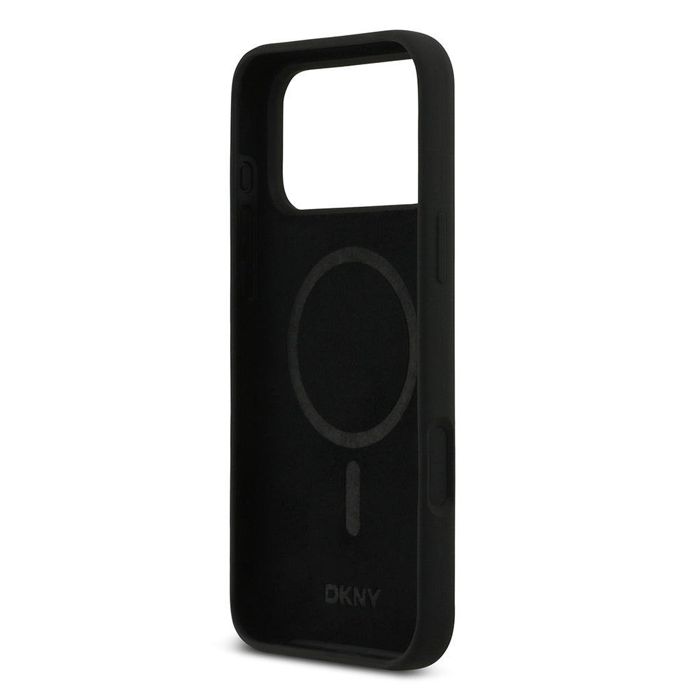 iPhone 17 Pro Max Kılıf DKNY Orjinal Lisanslı M-safe Şarj Özellikli Metal Logolu Silikon Kılıf