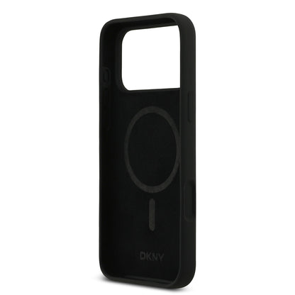 iPhone 17 Pro Max Kılıf DKNY Orjinal Lisanslı M-safe Şarj Özellikli Metal Logolu Silikon Kılıf