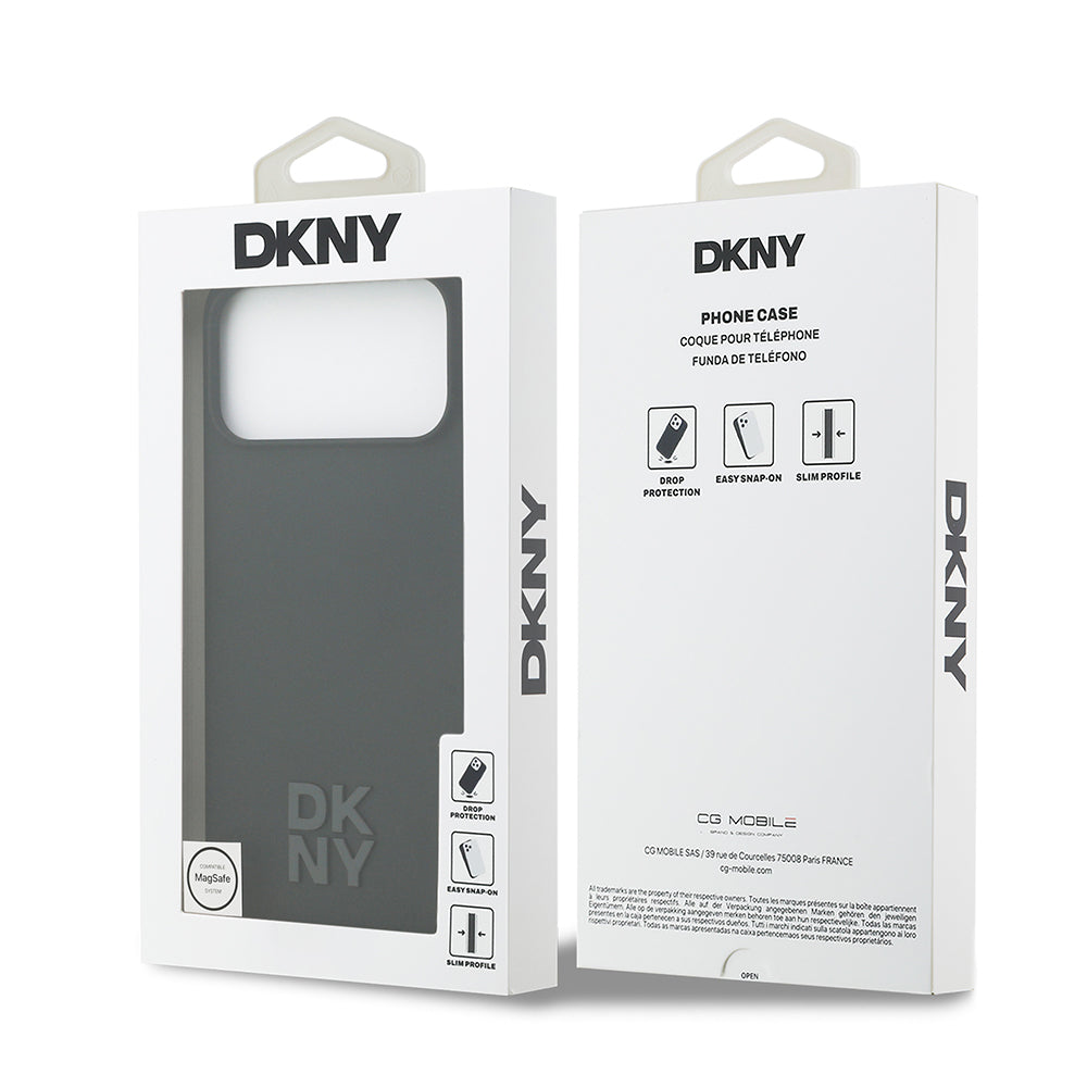 iPhone 17 Pro Max Kılıf DKNY Orjinal Lisanslı M-safe Şarj Özellikli Metal Logolu Silikon Kılıf